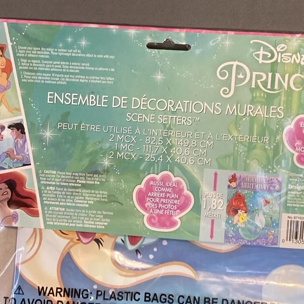 Disney PRINCESS Ariel Mermaid HAPPY BIRTHDAY party GIANT BACKDROP DECORATING KIT